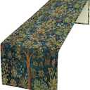William Morris Floral Table Runner, Vintage Green Botanical Printed Table Runner for Home Kitchen Dining Table Decoration,13x36 Inch
