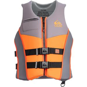 QUIKSILVER Men's Life Jacket, USCG and Transport Canada Approved Type III PFD, Evoprene UV Resistant Life Vest for Adults, for Waterskiing Wakeboarding Rafting Boating Paddleboarding Watersports, Orange, Small-Medium