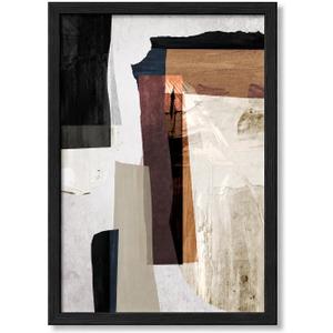 Framed Canvas Wall Art, Funny Bathroom Cat Poster with Black Frame, Waterproof Acrylic Protected Bathroom Decor for Toilet Restroom Washroom Home Decoration (abstract, brown, 13.8 * 17.7 in), 12"L x 10"W
