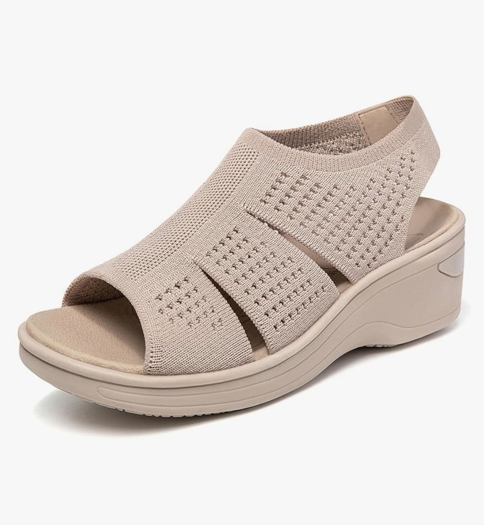 KOIMED Women's Comfortable Platform Walking Sandals With Memory Foam Open Toe Lightweight Breathable Soft Mesh Washable For Summer Travel Casual Beach Outdoor Sport, 39
