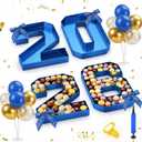 2026 Grad Cardboard Letters with 14 Balloons Bows Decorations 10'' Graduation Charcuterie Numbers Fillable Trays and 2 Balloon Stands for Graduation Party Supplies(Blue,2026)