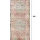 Loloi Heidi Terracotta/Aqua 2'-0" x 5'-0" Accent Rug | HEI-01 Printed Approx. 2x5 Orange Entryway Kitchen, Timeless, Classic, Textured, Old-World, Accent Rug