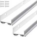 2 Sets Door Sweep Plastic PVC 1 3/4" x 36" Slide on Bottom Exterior Door Seal Strip for Weather Stripping Draft Stopper (White)