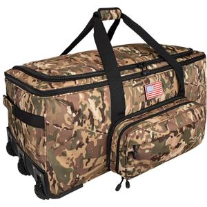 150L Large Rolling Duffle Bag with Wheels, Heavy Duty 32'' Tri-Wheel Gear Hauler for Camping,Moving Sports Equipment,Military & Airline Checked Bag Approved,Camo