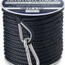Rainier Supply Co. Boat Dock Lines & Rope- Premium Double Braided Nylon Boat Anchor Rope 100 ft x 1/ 2"| 150ft x 1/ 2" | 100ft x 3/ 8" | 150ft x 3/ 8" - Anchor Line, Marine Rope with Thimble & Snap Hook