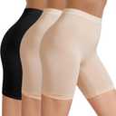 Shorts for Under Dresses Women High Waisted Anti Chafing Seamless Dress Shorts for Women 3 Pack (2 XL, 1 Black/2 Beige)