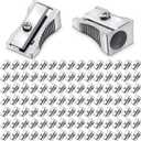 Fumete 144 Pcs Metal Mini Pencil Sharpeners Handheld Metal Pencil Sharpeners Single Hole Aluminum Alloy Manual Sharpener Bulk for School Office Stationery Classroom Supplies