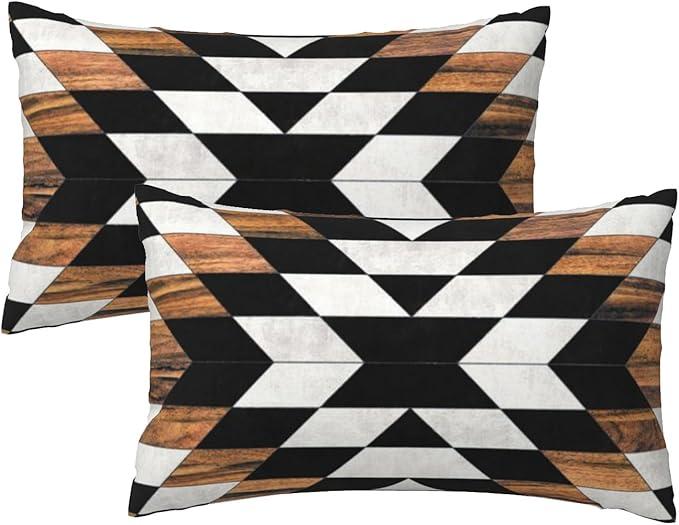 Tribal Aztec Western Wooden Farmhouse Throw Pillow Covers 18x18 Inch Fall Case Soft Pillowcase Cushion Set of 2 for Sofa Bed Bedroom Car Chair Living Room Home Decorative