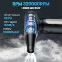 Electric Compressed Air Duster, Rechargeable Cordless Air Duster for PC, Keyboard & Electronics Cleaning, Replaces Canned Air & Air Cans, Portable Air Blower with Multiple Nozzles
