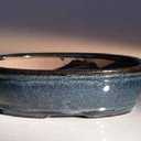 Bonsai Boy Blue Ceramic Bonsai Pot - Oval Land Water Divider 7 75 x 6 0 x 2 5