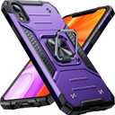 Anqrp Heavy Duty Case for iPhone XR Case with Enhanced Ring Holder Grip Stand, Military Grade Shockproof Rugged Drop Protective Silicone Hard Slim iPhone XR Phone Case Cover for Women Men,Purple