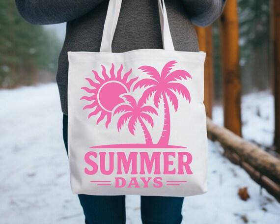 Retro Beach Coastal Summer Day Sunshine Canvas Tote Bag, Reusable Grocery Bags for Shopping, Office Work, Daily Commute Cotton Beach Totes for Women, Christmas Birthday Vacation Friendship Girls Trip