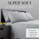 Danjor Linens Bed Sheet Set King Size for Hot Sleepers, Hotel Premium Sheets with 4 Pillowcases, Lightweight Brushed Microfiber Deep Pockets, Breathable Cooling 6 Piece Bedding Sets, Light Gray