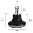 Bell Glides Replacement Office Chair Feet Swivel Caster Wheels to Fixed Stationary Castors, Short Profile with Separate Self Adhesive Felt Pads Black 5pcs
