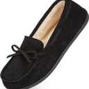 HomeTop Women's Moccasins House Slippers Memory Foam Indoor Outdoor Ladies Shoes, 10 US 