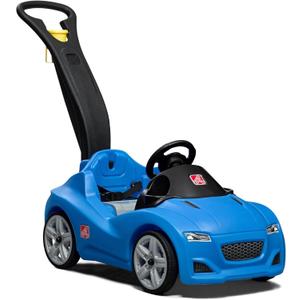 Step2 Whisper Ride Cruiser Kids Push Car, Ride On Toy, Stroller Substitute, Includes Seat Belt & Horn, Made of Durable Plastic, Max Weight 50 lbs., For Toddlers 1.5-4 Years Old, Blue, Large