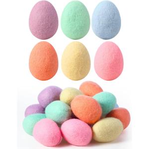 Moukeren Colorful Felted Eggs, Wool Felt Eggs for Spring, Pastel Surprise Egg Decor for Garland Crafts Tree Hanging Ornaments Party Decoration, 2.4 in Tall(Pastel Color,18 Pcs)