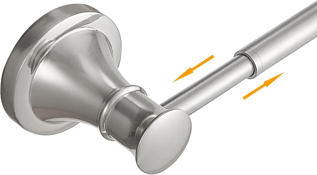 BESy Adjustable Bronze 16.5 to 28.7 Inch Bath Towel Bar Rack for Bathroom Towel Holder, Wall Mounted Towel Bar Rod Hanger Bathroom Hardware Accessories Hotel Style, Stainless Steel, Brushed Nickel BESy Adjustable Bronze 16.5 to 28.7 Inch Bath Towel Bar Rack for Bathroom Towel Holder, Wall Mounted Towel Bar Rod Hanger Bathroom Hardware Accessories Hotel Style, Stainless Steel, Brushed Nickel