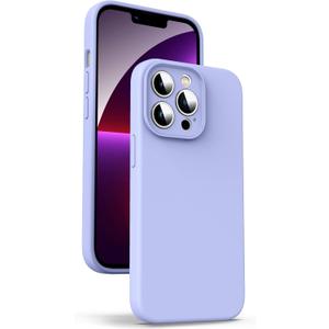 Supdeal Liquid Silicone Case for iPhone 13 Pro Max, [Camera Protection] [Anti Fingerprint] [Wireless Charging] 4 Layer Phone Case Protective Cover, Built-in Microfiber Case Cover, 6.7", Purple