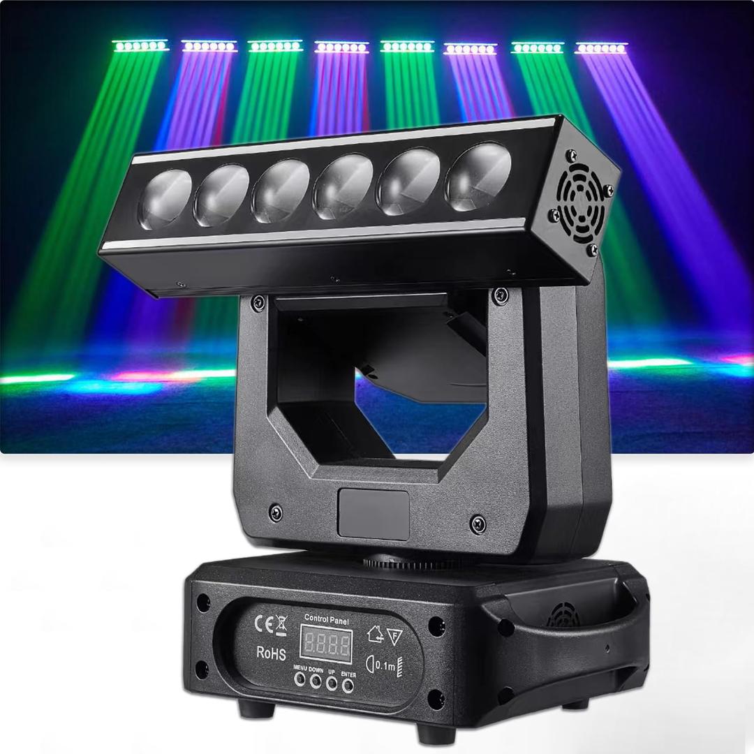 LED 6 x 20W Moving Head Light with Running Effect DMX512 Control, Professional DJ/bar/Party/Performance/Stage Lighting Control DJ Light