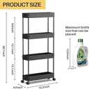 SPACEKEEPER Slim Rolling Storage Cart 4 Tier Bathroom Organizer Cart Mobile Shelving Unit Slide Out Utility Cart for Kitchen, Bthroom, Makeup, Craft, Laundry Narrow Places, Black