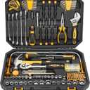 KOOPOOL 159 Piece Tool Set, Tool Box Kit for Mechanic and Car, General Household Home Tool Kit, Basic Tool Kit for Home Auto Repair, with Storage Case (Black Yellow)