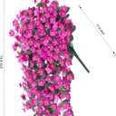 HyeFlora Artificial Fake Hanging Flowers Plants for Outdoor Outside Spring Decor, 2 PCS Faux Silk Fuchsia Daisy UV Resistant Look Real Orchid Long Vines for Home Porch Patio Window Planter Decoration