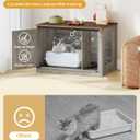 Hzuaneri Cat Litter Box Enclosure with Cushion, Hidden Litter Box Furniture with Removable Dividers, Reversible Entrance Left or Right Side, Cat House, Greige CB84605X