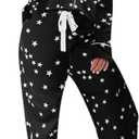 Ekouaer Women's Pajamas Long Sleeve Sleepwear Casual Button Down Loungewear Soft Pjs Set S-XXL (Medium, Black With Stars)