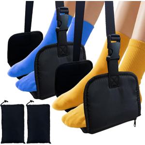 2-Piece Upgraded Airplane Footrest Hammock - Large Memory Foam Support & Adjustable Straps, Travel Essential