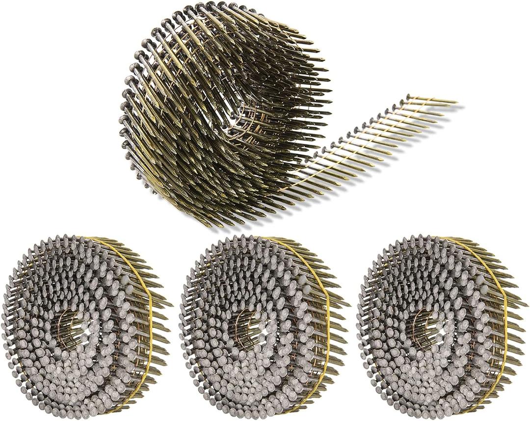Siding Nails 1-1/2-Inch x .092-Inch 15-Degree Collated Wire Coil, Full RoundHead, Ring Shank Hot-Dipped Galvanized 1600 Count for Rough Nailing of Lathing and Sheathing Materials by BOOTOP
