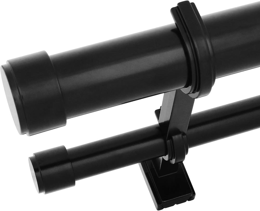 BlastHome® Luxury Fixed Length Double Curtain Rod, 11 ft, Tuxedo Black