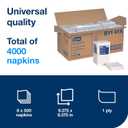 Tork White Beverage Napkin, 1/4 Fold 1-ply, 9.4" x 9.4", 8 x 500 napkins, B1141A