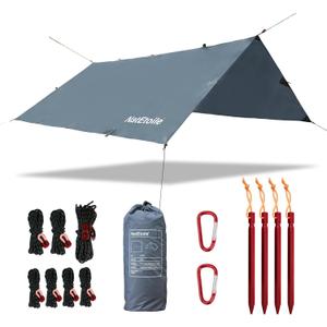 Waterproof Camping Tarp - PU5000mm Coating Rain Fly for Hammock Cover, Tarp Tent, Versatile with 19 tie-Outs - Portable, Essential for Backpacking and Camping Gear - 10x10ft (Slate Blue)