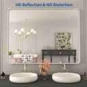 WEER 40X30 Inch Brushed Nickel Bathroom Mirror, Brushed Silver Metal Frame Mirror, Rounded Rectangle Silver Bathroom Vanity Mirror, Tempered Glass, Anti-Rust, Hangs Horizontally or Vertically
