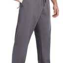 Men's Fleece Lined Pants Winter Athletic Workout Running Sweatpants Zipper Pockets Water Resistant Warm Joggers (Gray, XXL)