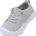 LeIsfIt Toddler Shoes Boys Girls Wide Toe Box Breathable Slip-On Sneakers Kids Lightweight Barefoot Feel Shoes for Everyday Play, Light Grey Size 6
