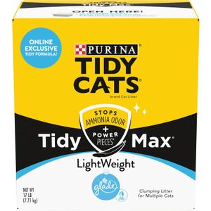 Purina Tidy Cats Clumping, Lightweight, Multi Cat Litter, Tidy Max Glade Clear Springs Formula - 17 lb. Box