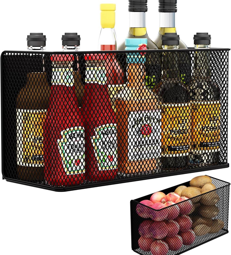 Magnetic Baskets Shelf Bins Organizer Holder Storage Rack Containers for Fridge, Whiteboard, Locker - Home Kitchen Laundry Office School ((1-Pack) Black/XL)