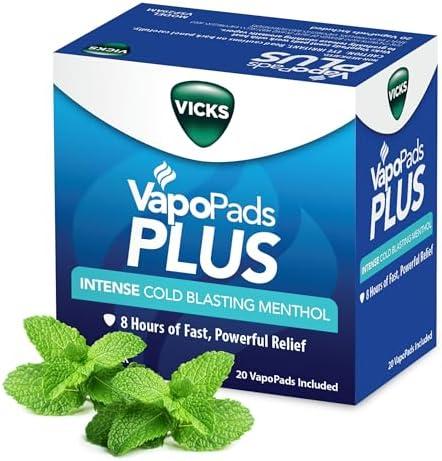 Vicks VapoPads Plus with Intense Cold Blasting Menthol - Vapor Pads Refill for Vicks Humidifiers and Steam Inhalers, Scent Pads for Congestion Relief, 16-Pack, Box Color May Vary