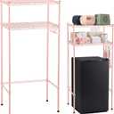 Huwena 2-Tier Adjustable Mini Fridge Shelf Metal Stand for Dorm, Pink, 51.97 x 24.02 x 18.11 inches