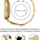 for Metal Bands, Compatible with Fitbit Versa 4/Versa 3/Fitbit Sense 2/Sense Band Smart Watch, Diamond Four Leaf Clover Stainless Watch Strap for Women (Gold/Black)