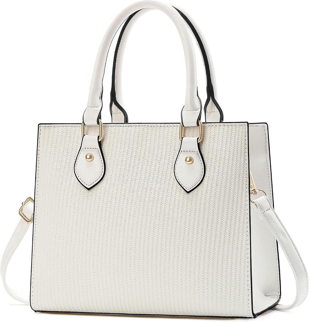 CHICAROUSAL Crossbody Purses and Handbags for Women PU Leather Tote Top Handle Satchel Shoulder Bags (CB White)
