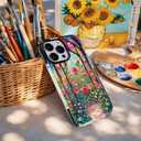 for iPhone 16 Pro Max Case,Stained Glass Rose Garden Pattern,Military-Grade Drop Protection,Elegant Floral Soft Slim TPU Protective Cover with Camera Protection for Girls