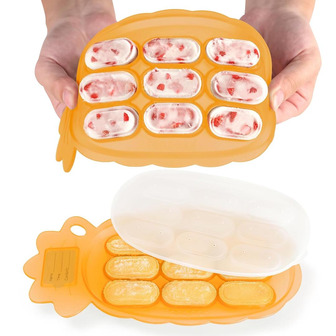 Haakaa Silicone Nibble Freezer Tray -Breastmilk Popsicle Mold - Baby Fruit Food Feeder Tray - Baby Food Maker - Ice Cube Tray - 4 Months+ Babies - BPA Free -Apricot