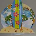 3-Tier Cupcake Stand for Beach Party Decorations - Multi-Colored Tropical Luau Pool Party Supplies, Hawaiian Themed Birthday Cake Stand for Baby Shower Wedding Decorations (Yellow)