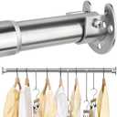 FIRJOY Closet Rods for Hanging Clothes - Heavy Duty, Length Adjustable (Silver, 66.5" - 76")
