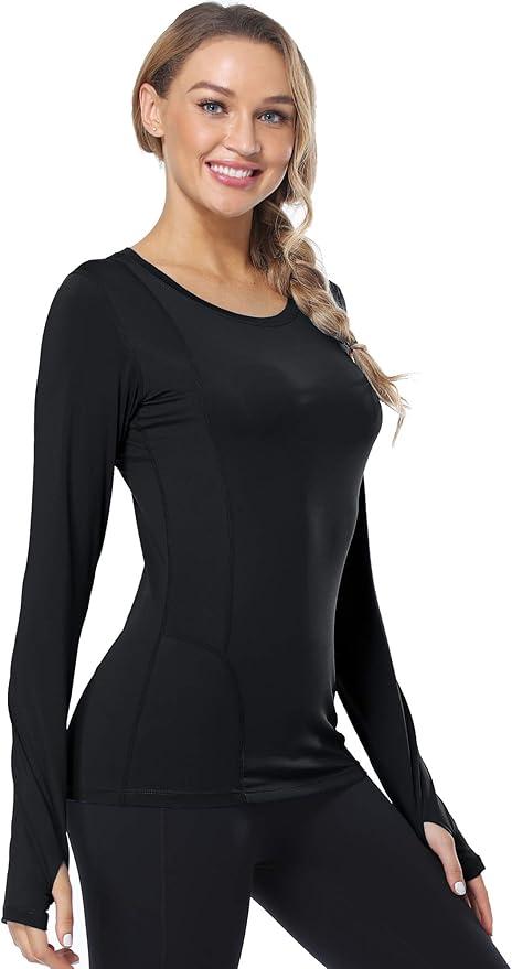 CADMUS Women's 1 Pack Compression Shirts Long Sleeve Yoga Athletic Running T Shirt, Black, Pink, White, X-Large