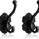 Zonon 2 Pcs Black Vintage Coat Hooks Decorative Towel Hooks for Bathrooms Antique Wall Hook for Hanging Purse Hat Keys Clothes Heavy Duty Unique French Country Curtain Holder for Wall