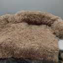 Calming Dog Bed Fluffy Plush Dog Mat for Furniture Protector with Removable Washable Cover for Large Medium Small Dogs and Cats (Large(45x37x6), Camel)